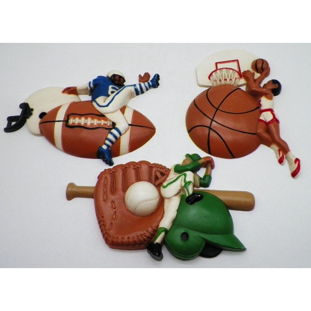 Kids Room Sports Wall Decor Football Basketball Baseball Vintage Burwood 1991